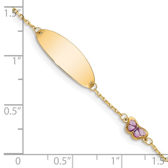 14k Yellow Genuine Gold Children's Enamel Butterfly with 5.5in ID Bracelet - Picture 3 of 3